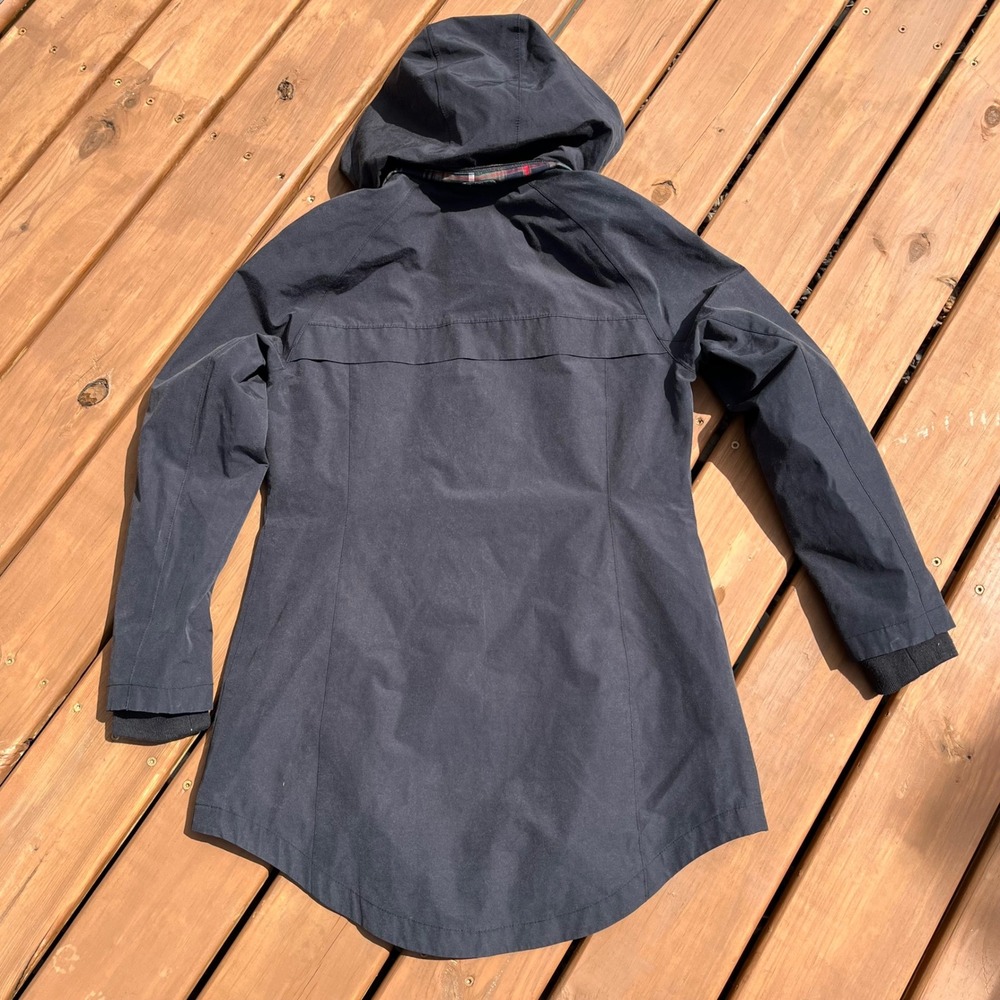 Pendleton Rain Coat Jacket Navy Blue Plaid Lined Hooded Womens Medium - Picture 2 of 5